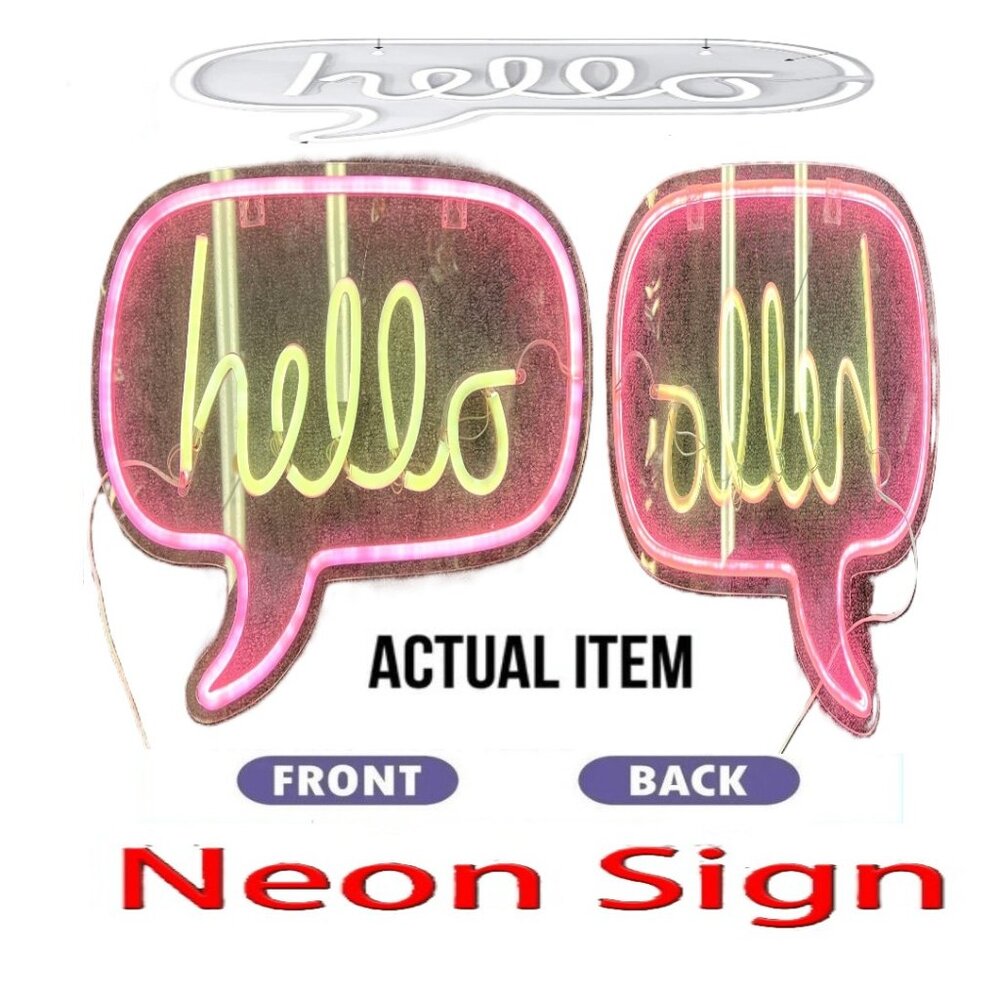 🛑HELLO Large ➕🆒 NEON LIGHT Wall Decor Night Party LAMP USB Power 💸BUY NOW‼️
